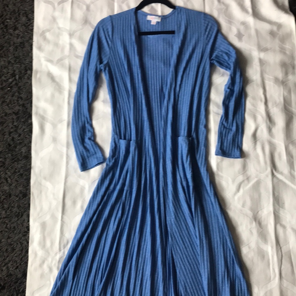 Ribbed Blue Duster
